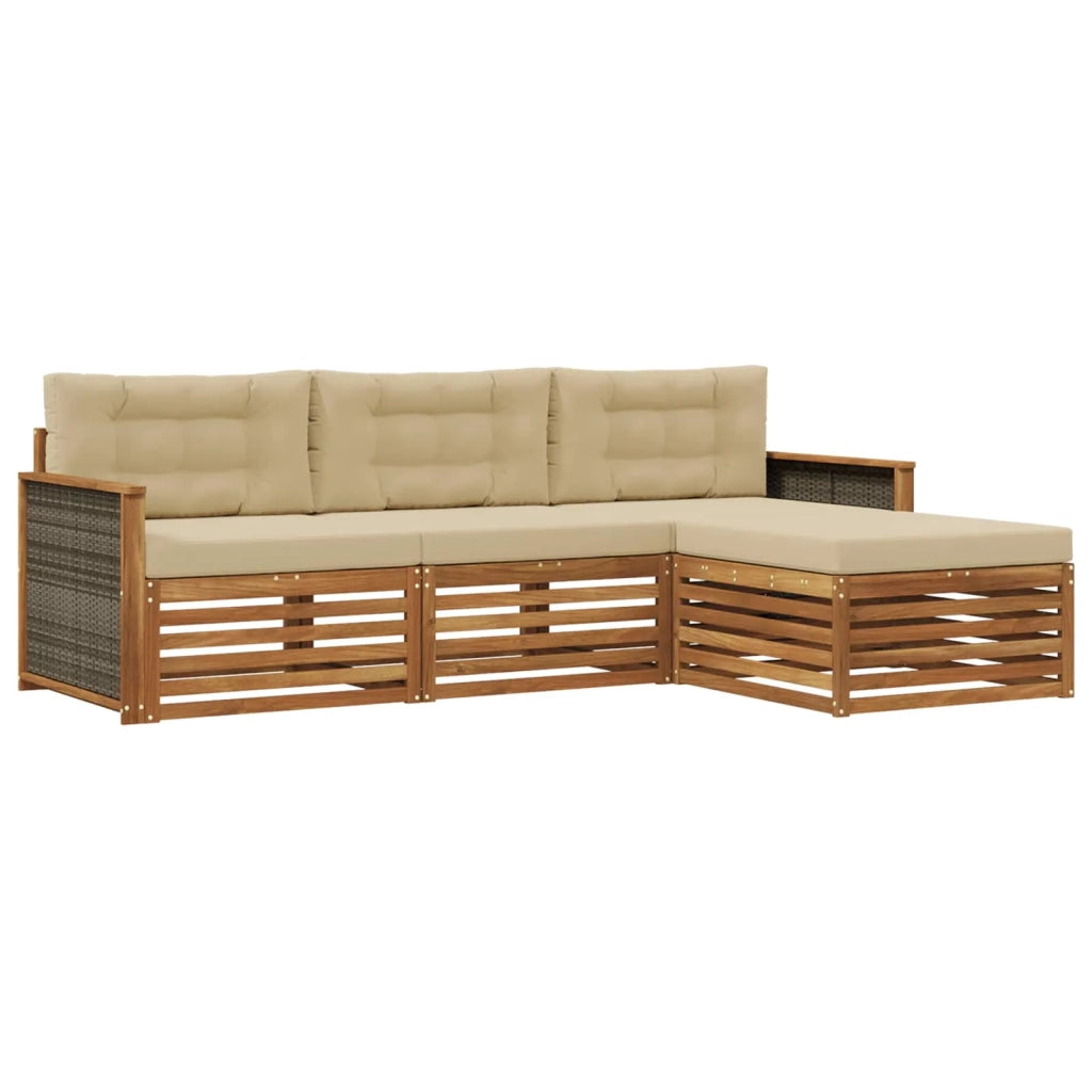 Set di divani da esterno Naturale e Beige 249,5 x 162,5 x 73 cm 3383201