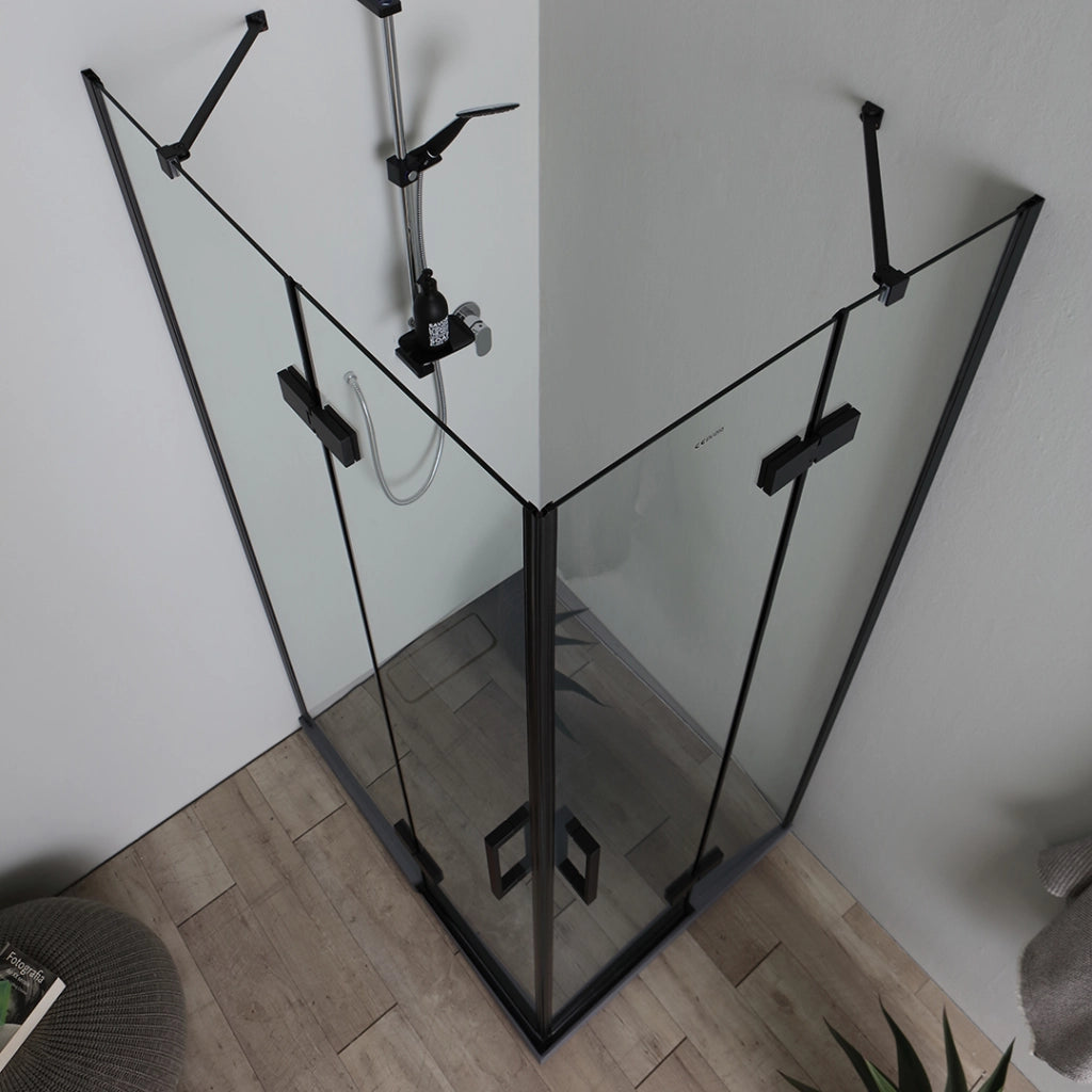 Cabina doccia nera 90x70 vetro trasparente