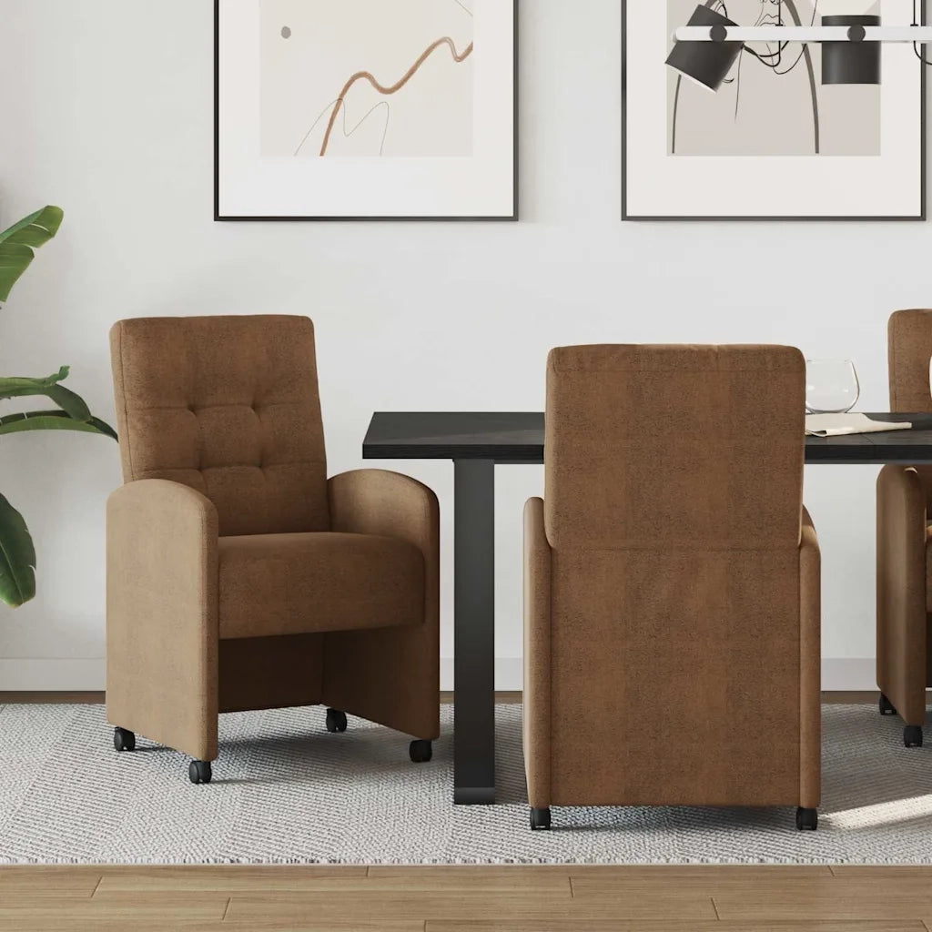 Sedie da Pranzo con Ruote 2 pcs Marrone 58 x 67 x 97 cm 42017896