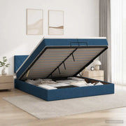 Letto Ottomano con Materasso e LED Blu 200 x 200 cm Tessuto 3457022