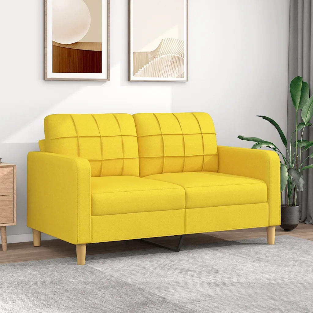 Divano a 2 Posti-Sofa 2 Posti Giallo Chiaro 140 cm in Tessuto 489576