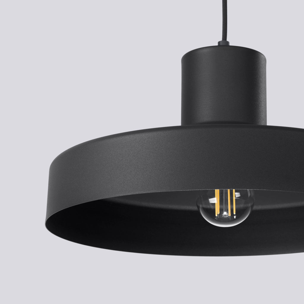 Lampada a sospensione BILO in acciaio nero E27 moderna rotonda 35x120cm