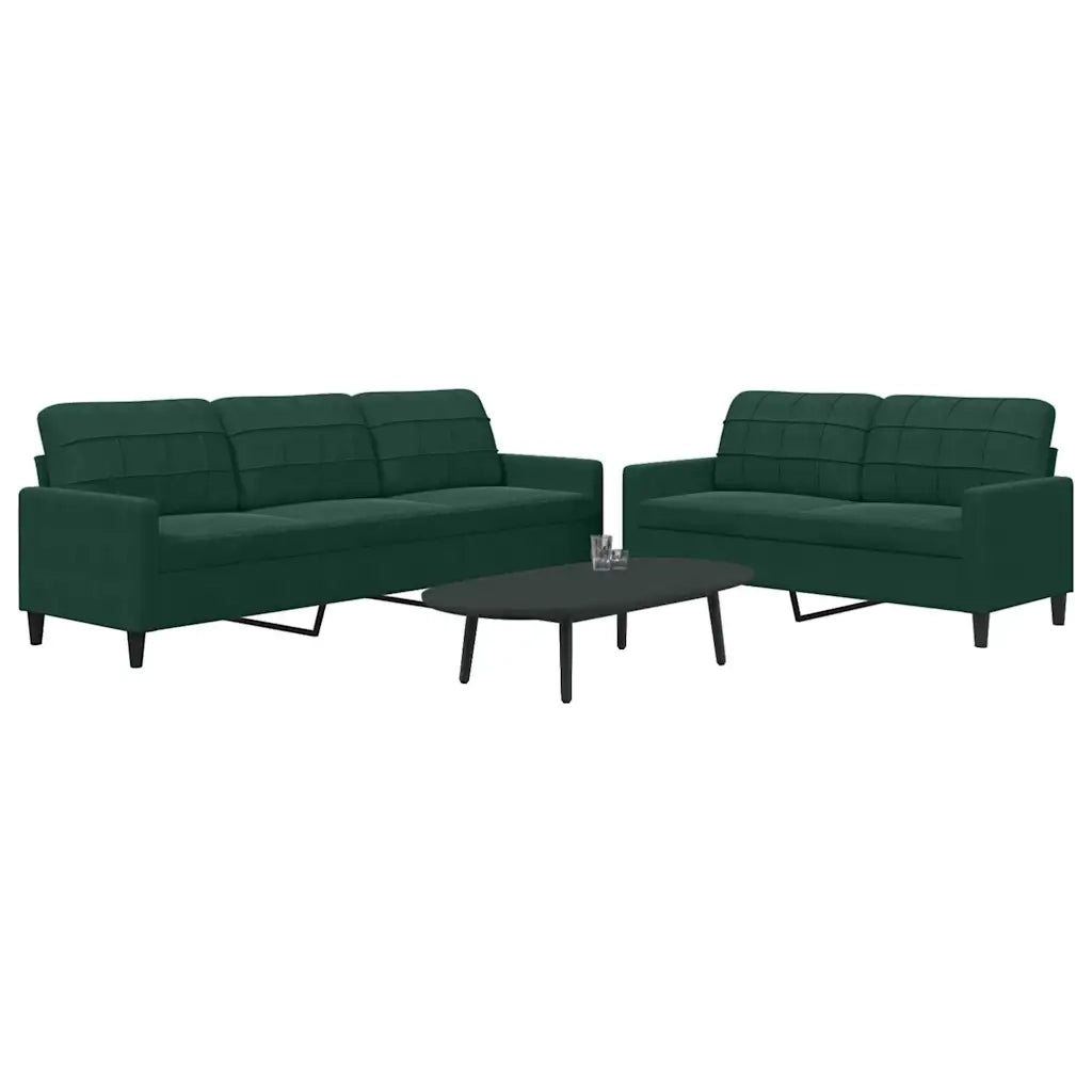 Set di Divani 2 pz con Cuscini Verde scuro in Velluto 3278473