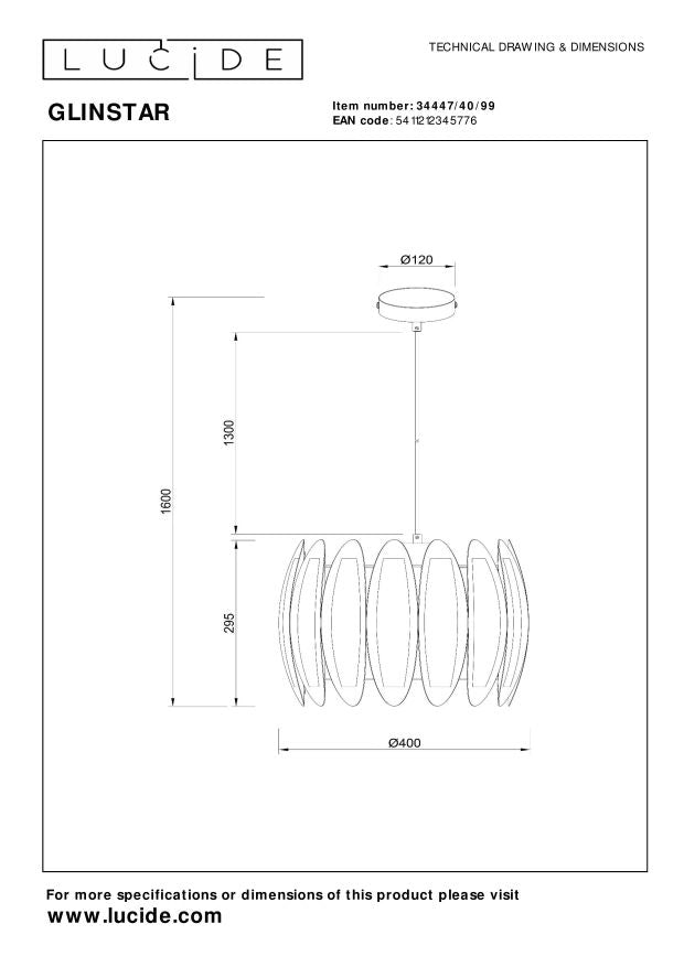 Lampada a sospensione Lucide Glinstar multicolor Ø40 E27