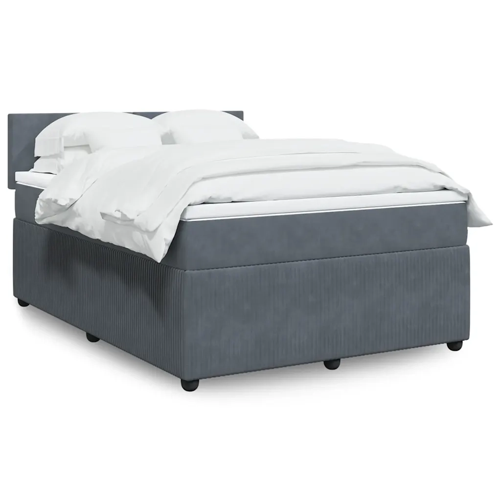 Giroletto a Molle con Materasso Grigio Scuro 160x200 cm Velluto 3290077