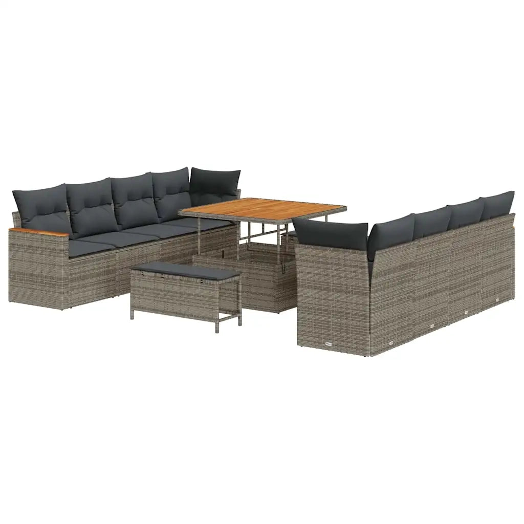Set Divano da Giardino 11 pcs Grigio polyrattan