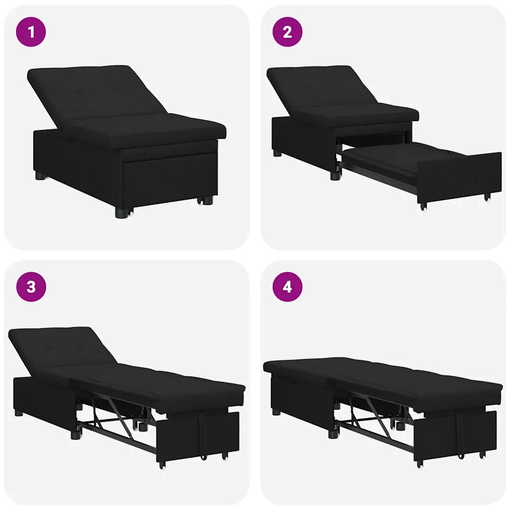 Divano Letto Estraibile Nero 194 x 50 x 82 cm Tessuto 42008584