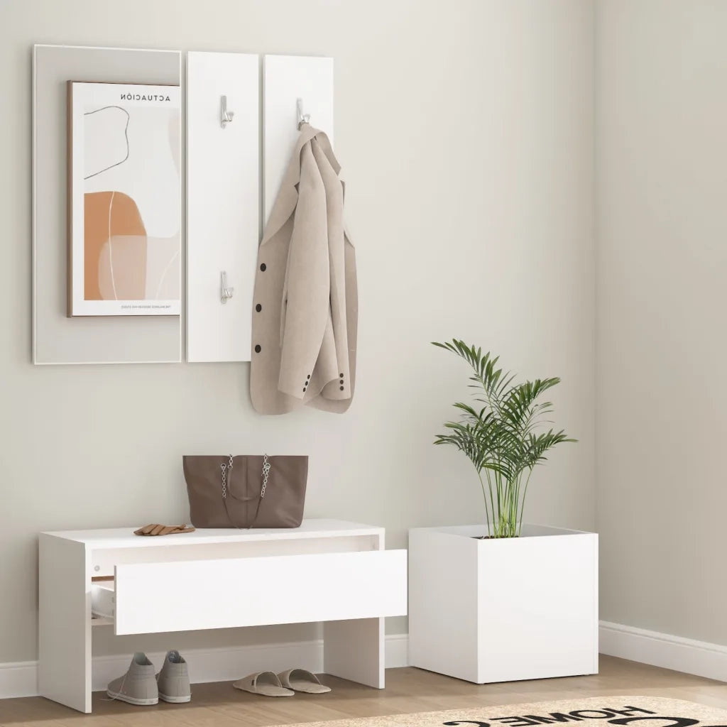 Set di Mobili da Corridoio Bianco in Legno Multistrato