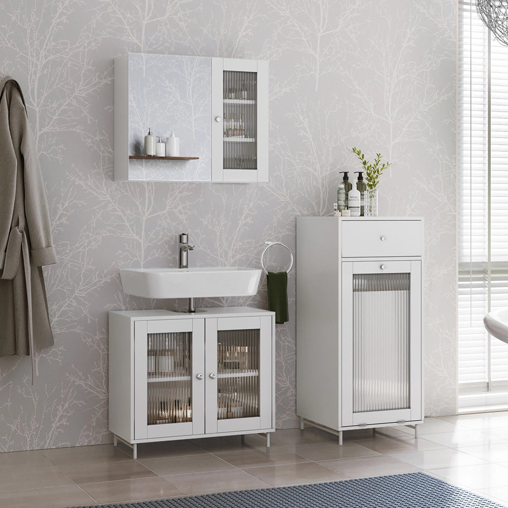 Set di mobili da bagno Vicco bianco, con mobile a specchio, 3 parti
