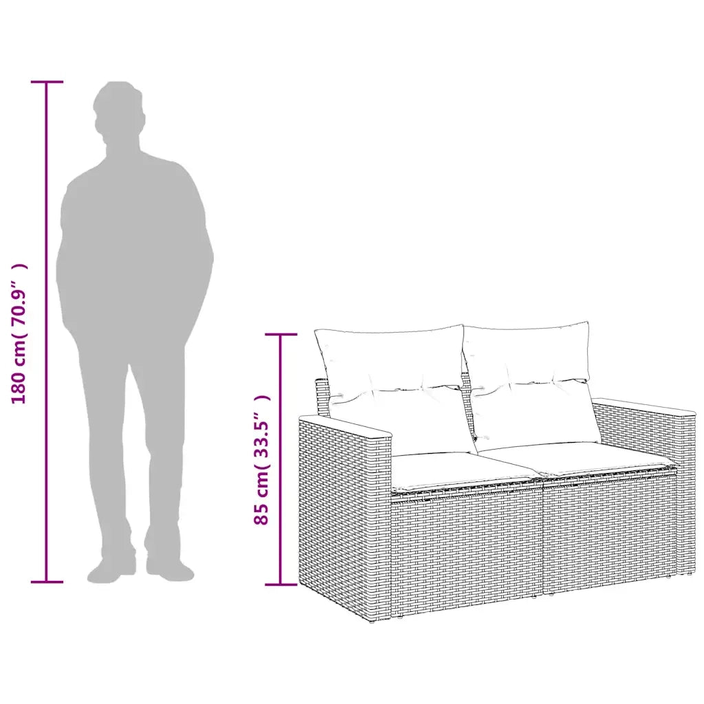Divano da Giardino con Cuscini a 2 Posti Beige in Polyrattan 366066