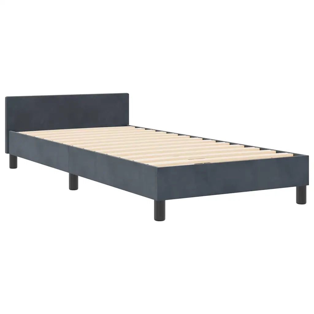 Letto a molle con testiera Grigio scuro 90 x 200 cm Velluto