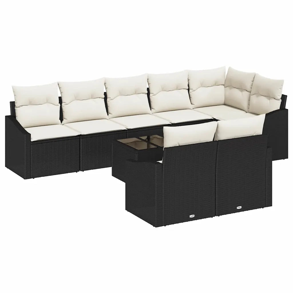 Set Divano da Giardino 9 pcs Marrone e Crema polyrattan 3355446