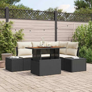 Set Divano da Giardino con cuscino 5 pcs Nero e Crema 3349956