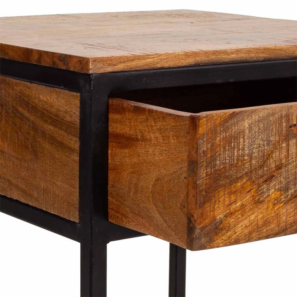 Comodino in legno e metallo marrone 61x61x57
