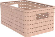ROTHO CESTA COUNTRY MEADOW ROSE IN PLASTICA INTRECCIATO CON FORI PER MANIGLIE MULTIUSO SALVASPAZIO COLORE BEIGE  6 LT 28X13HX10 CM