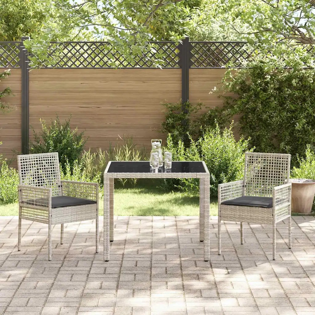 Set da Pranzo per Giardino 3 pcs Grigio chiaro polyrattan 3334895