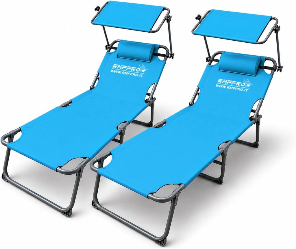 RMF PRO SET 2 LETTINI PIEGHEVOLE CON PARASOLE BLU