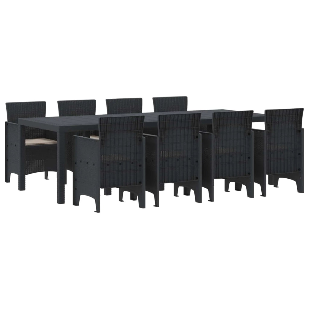 Set da Pranzo per Giardino 9 pcs Antracite Polipropilene