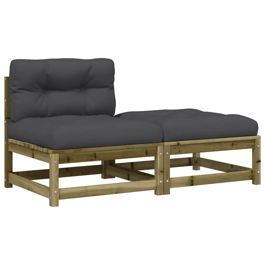 Divano da Giardino Senza Braccioli con Cuscini e Poggiapiedi-Sofa da Giardino-Divano da esterno 488751