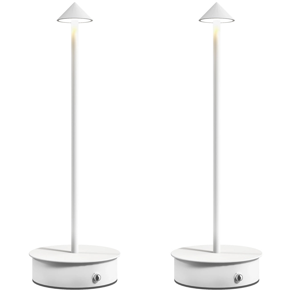 Lampada da Tavolo LED Ricaricabile USB Touch Dimmable 2 Pezzi ¨C Minimal ¨C ?10x30 cm Bianco