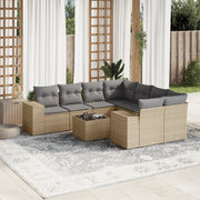 Set Divano da Giardino 9 pz con Cuscini Beige in Polyrattan 3254696