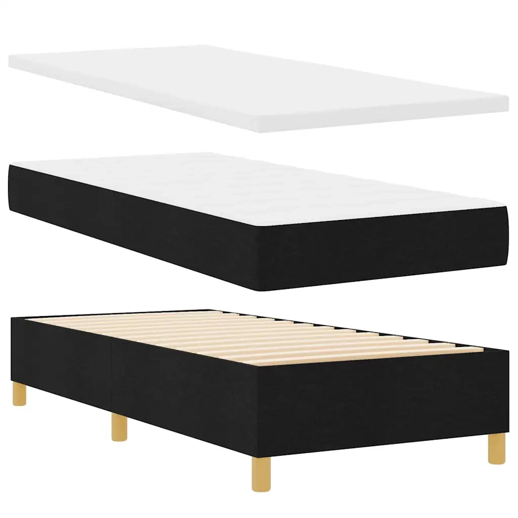 Letto a Sorgente LED con materasso Nero 80 x 200 cm Tessuto