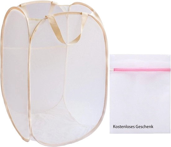 Wascartella pieghevole - 77 litri - beige - rete nylon