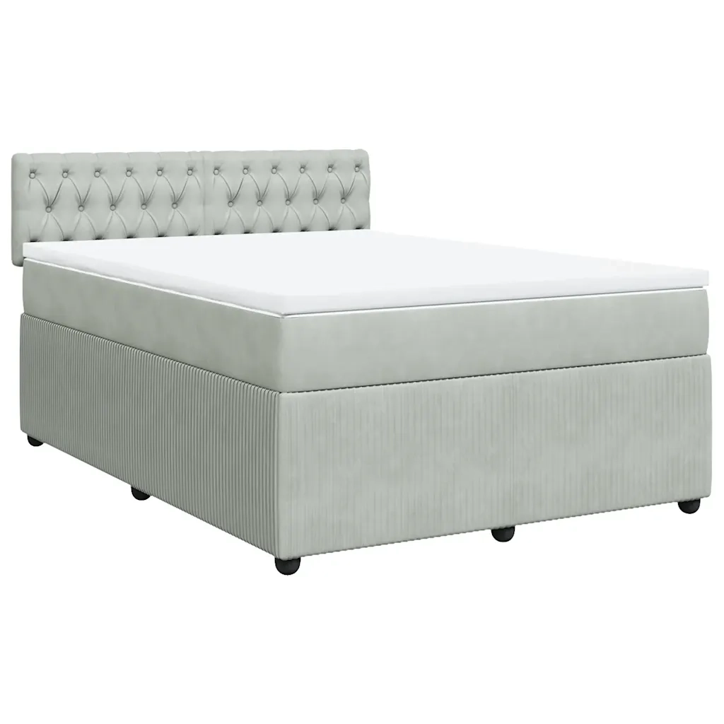 Giroletto a Molle con Materasso Grigio Chiaro 140x200cm Velluto