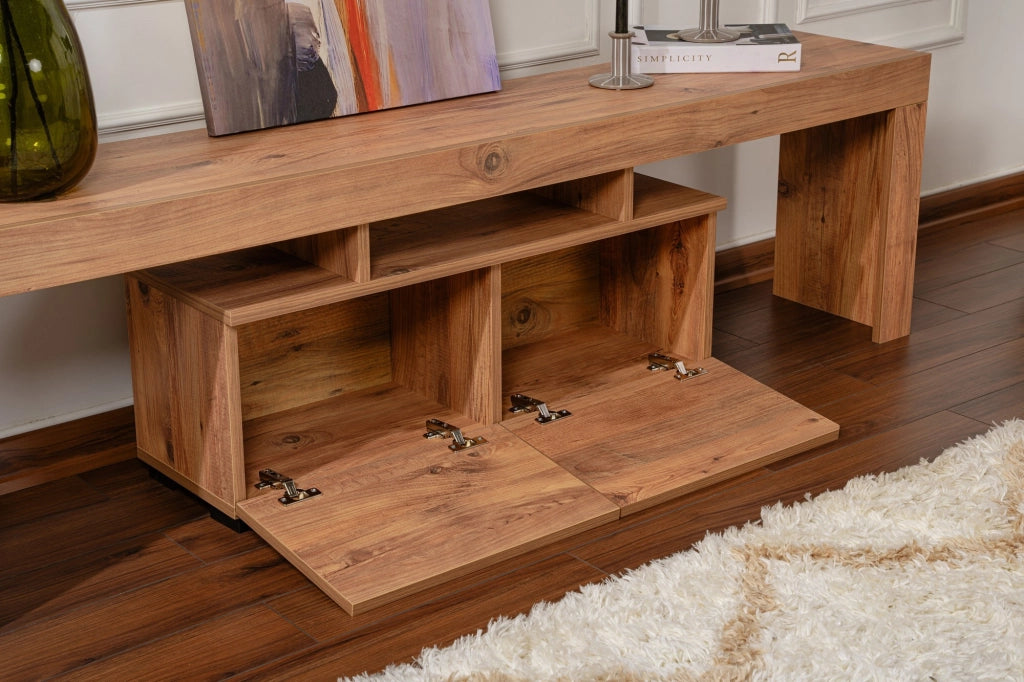 Porta TV in legno "Enclave" - 180 x 31 x 50 cm - Marrone