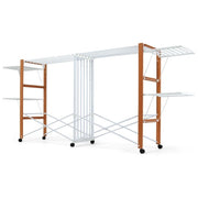 Foppapedretti 9900423606 Allungo Stendino Pieghevole 30m Faggio con Ruote colore Noce
