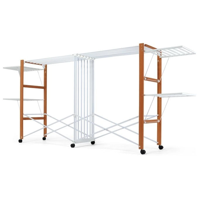 Foppapedretti 9900423606 Allungo Stendino Pieghevole 30m Faggio con Ruote colore Noce