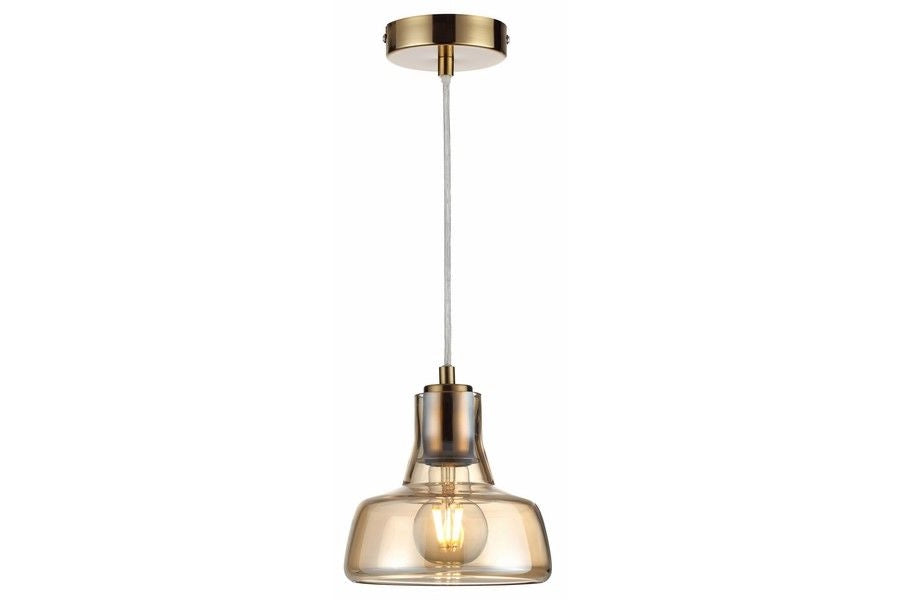 Lampada sospensione Haga ottone vetro E27 40W Reality