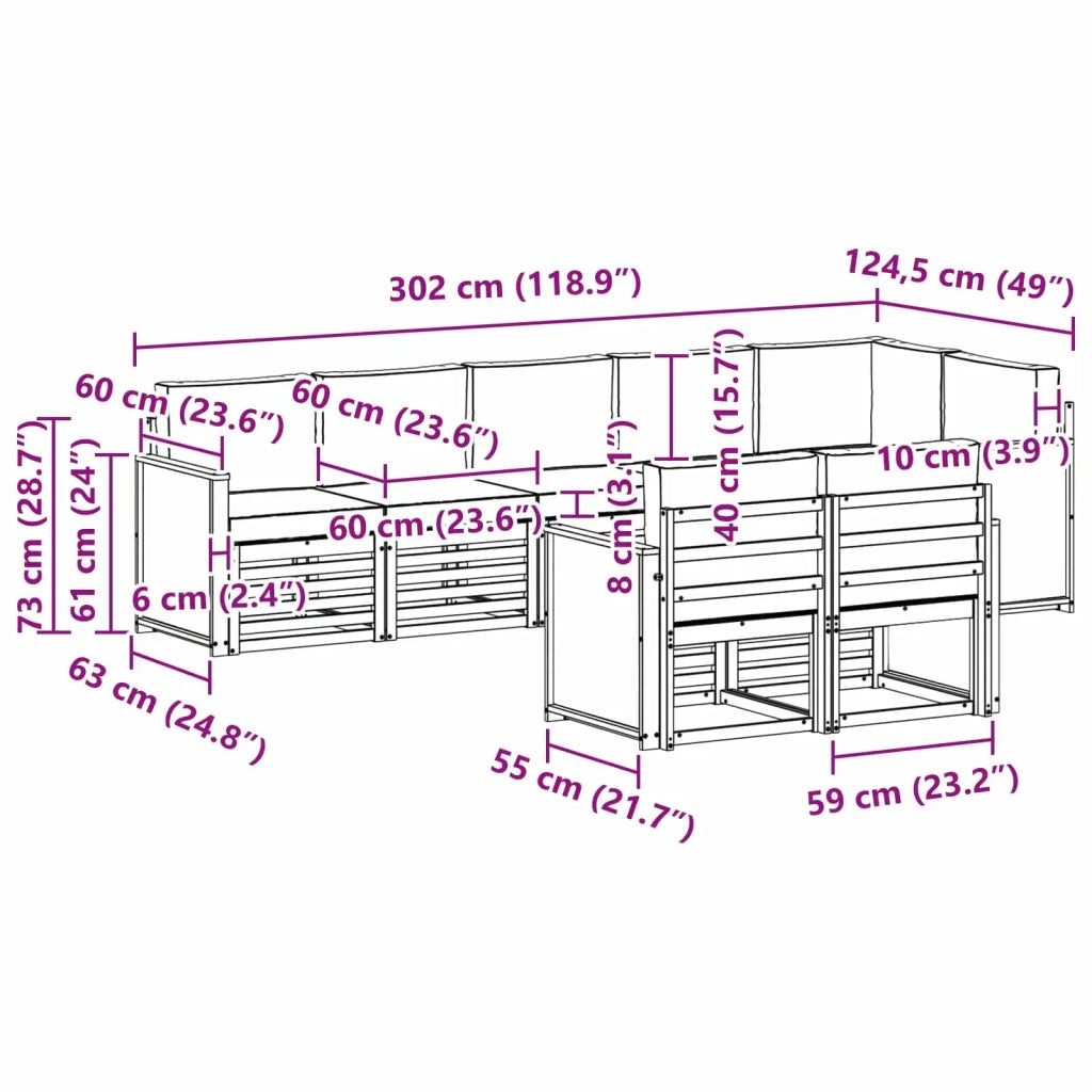 Set divani Legno di Acacia Massello 3384499