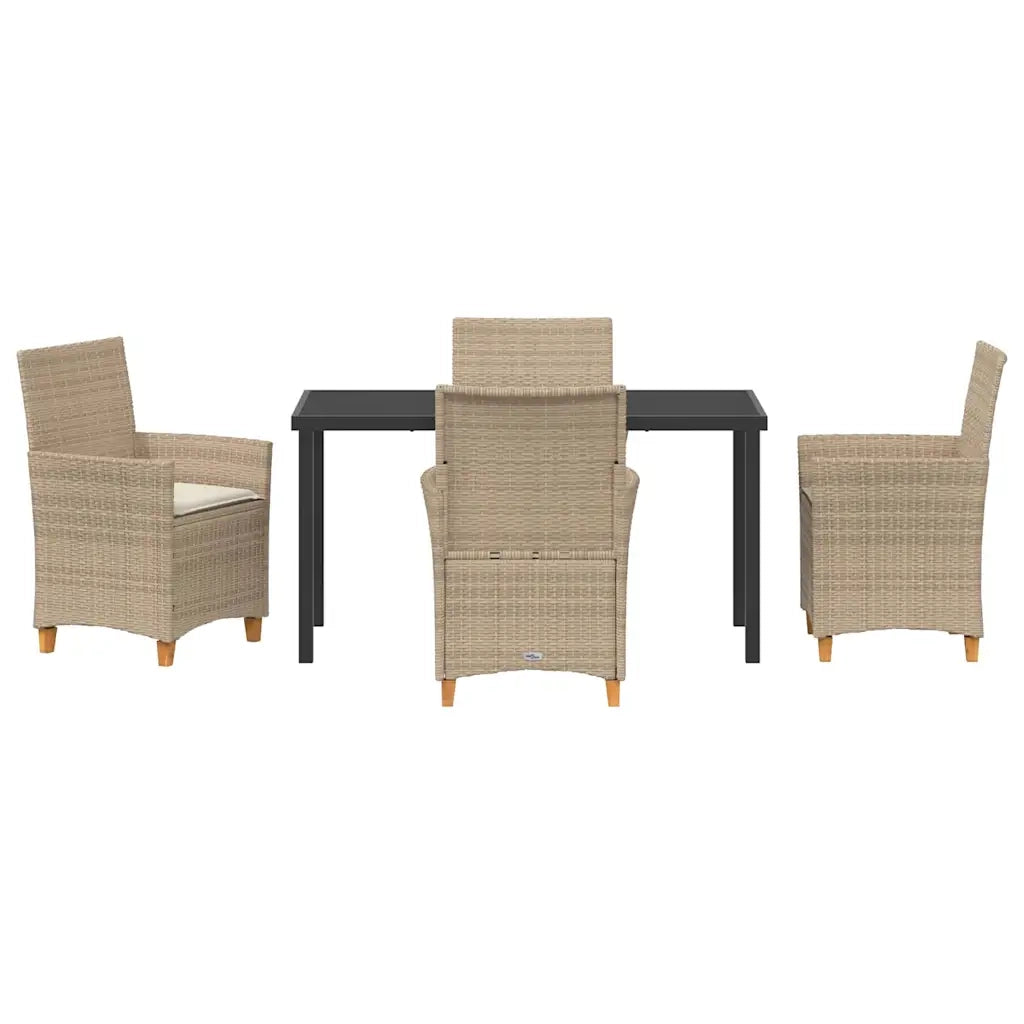 Set da Pranzo per Giardino 5 pz Beige polyrattan 3381081