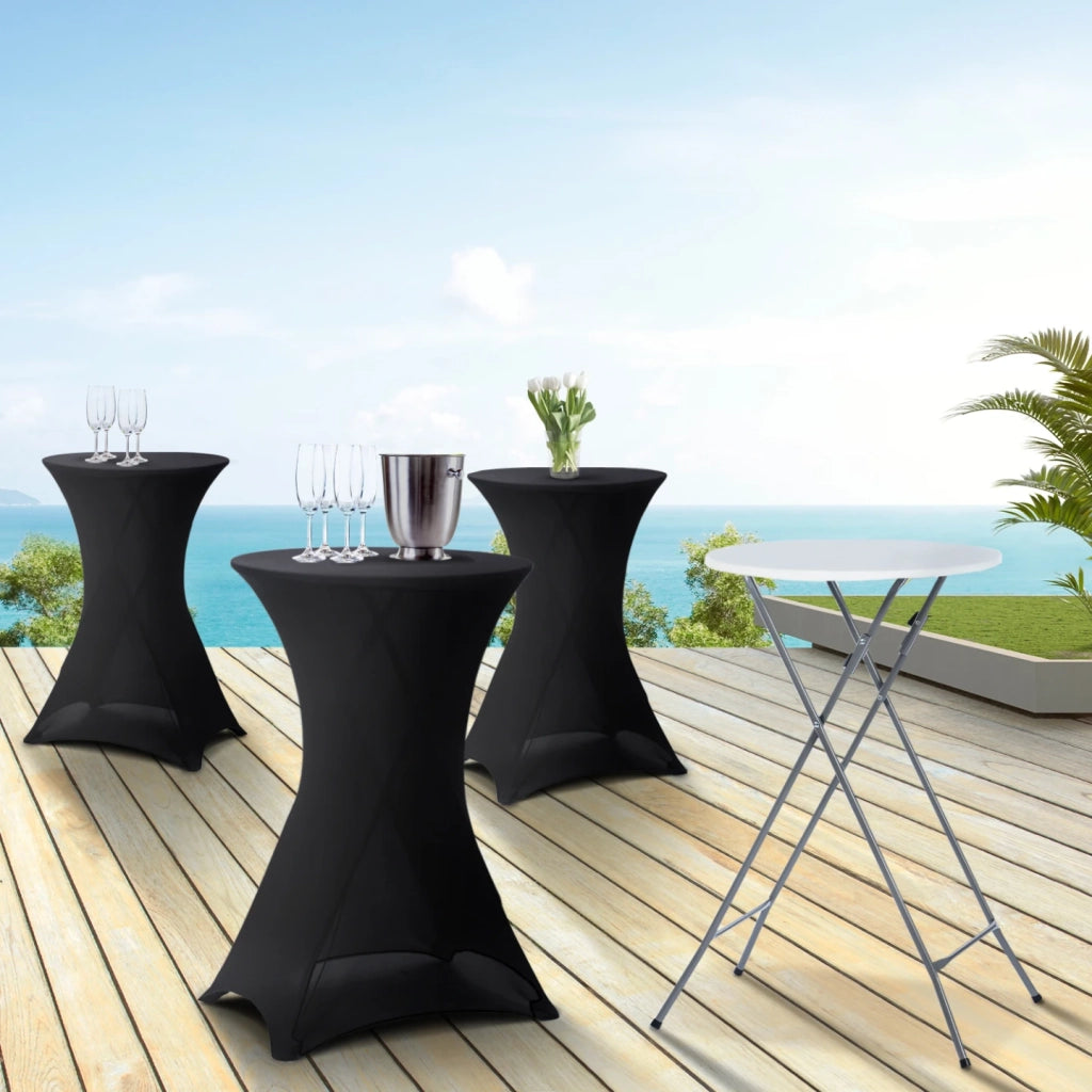 IDMarket - Set di 4 tavoli alti pieghevoli 105 CM e 4 coperture nere