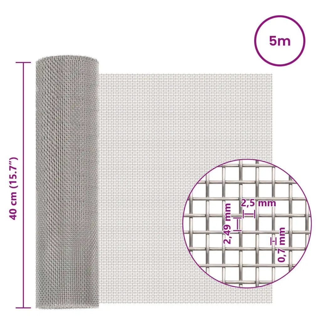 Rete per schermatura 40 x 500 cm 8 Mesh Argento 42039666