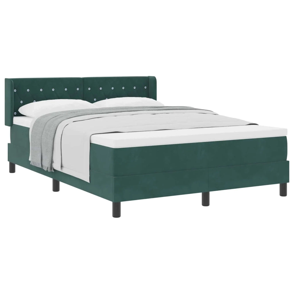 Letto a molle con materasso Verde Scuro 190 x 140 cm Poliestere
