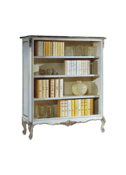 Libreria classica legno shabby bianco argento 130x50x150 - Mobili 2G