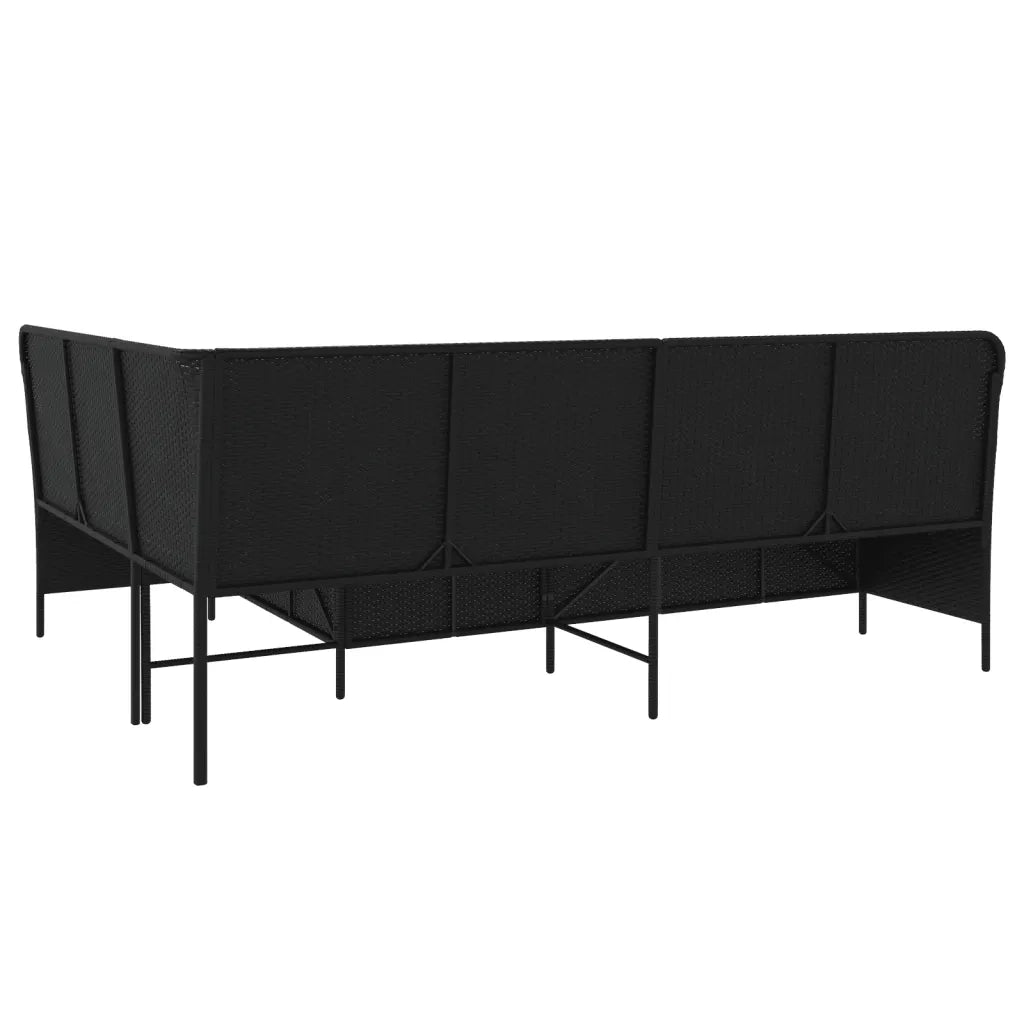 Divano da Giardino a L con Cuscini Nero in Polyrattan 369000
