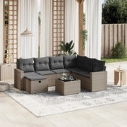 Set Divano da Giardino 8 pz con Cuscini Grigio in Polyrattan 3263536