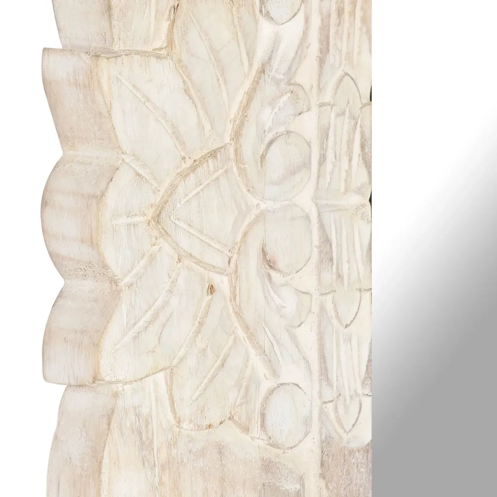Specchio Bianco 80x50 cm in Legno Massello di Mango 321633