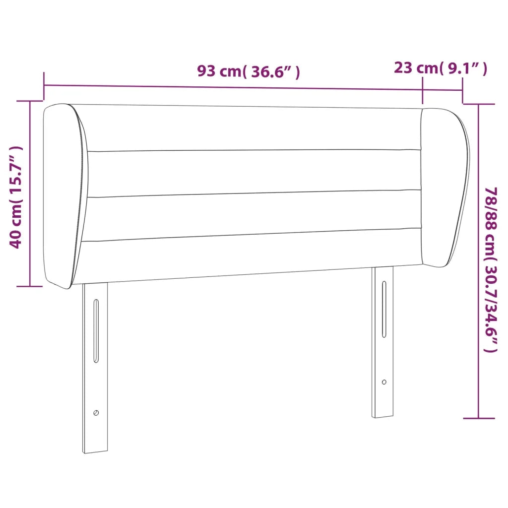 Testiera ad Orecchio-Testata con Orecchie Nera 93x23x78/88 cm in Velluto 215624