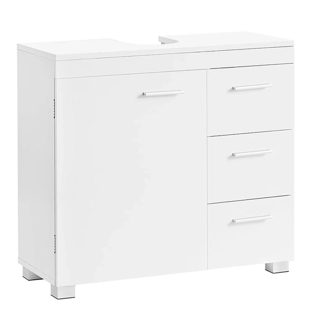 Mobile lavabo da bagno con 3 cassetti grandi e 2 scomparti dietro un'anta credenza indipendente 30 x 70 x 64 cm bianco 12_0006531