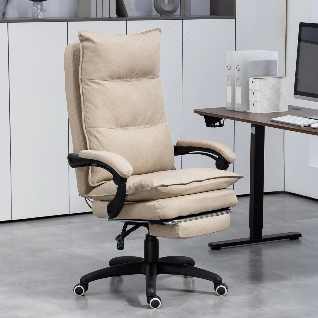 Sedia da ufficio massaggiante reclinabile con poggiapiedi ¨C zephmum ¨C beige