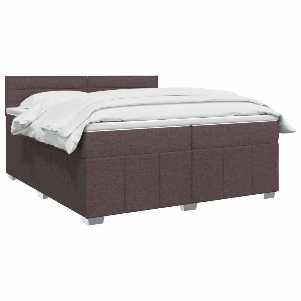 Letto Box Spring LED con Materasso Marrone Scuro 200 x 200 cm 3455692