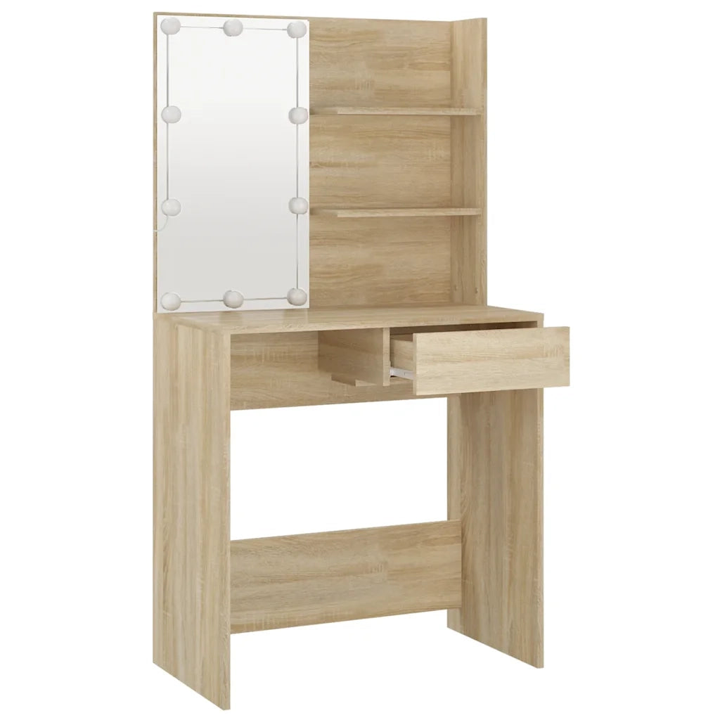 Toeletta | Tavolo da Trucco con LED Rovere Sonoma 74,5x40x141 cm