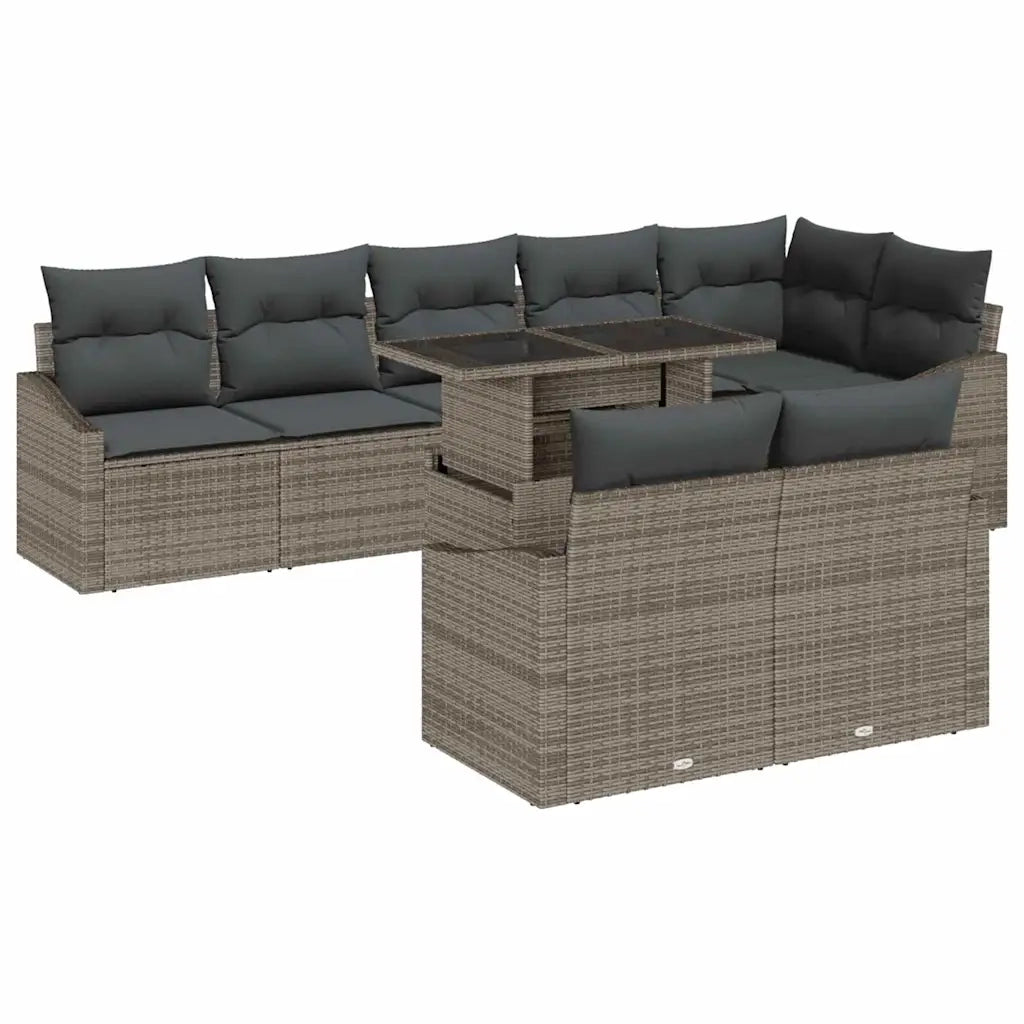 Set Divano da Giardino con cuscino 9 pcs Grigio polyrattan 3349025