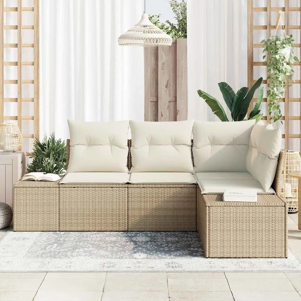 Set Divano da Giardino 4 pcs Beige polyrattan 3347041