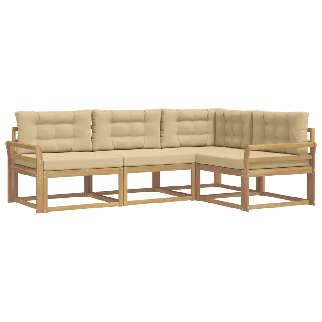 Set di divani da esterno 3 pz Bianco e Beige Poliestere 3386377