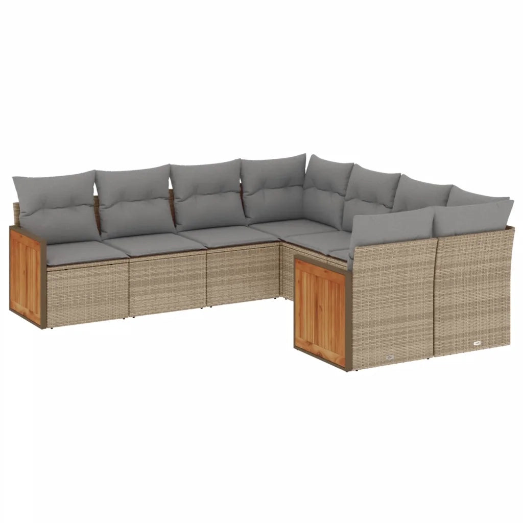 Set Divano da Giardino 8 pz con Cuscini Beige in Polyrattan 3228236